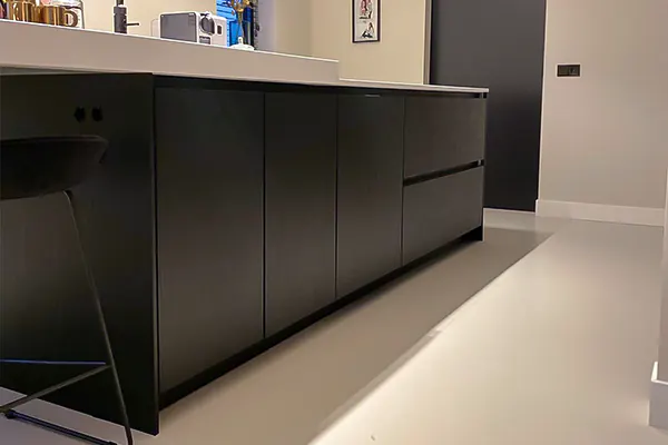 Kitchen vinyl wrapping collage - kitchen island wrapped in black
